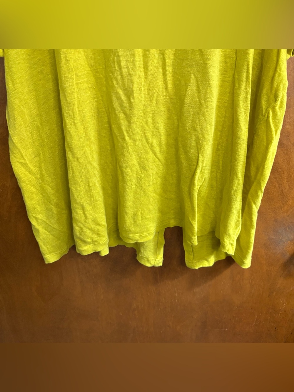 Tahari 100% Linen Yellow Blouse Top 2X Slouchy Asymmetrical Button Up Lagenlook - Picture 5 of 9
